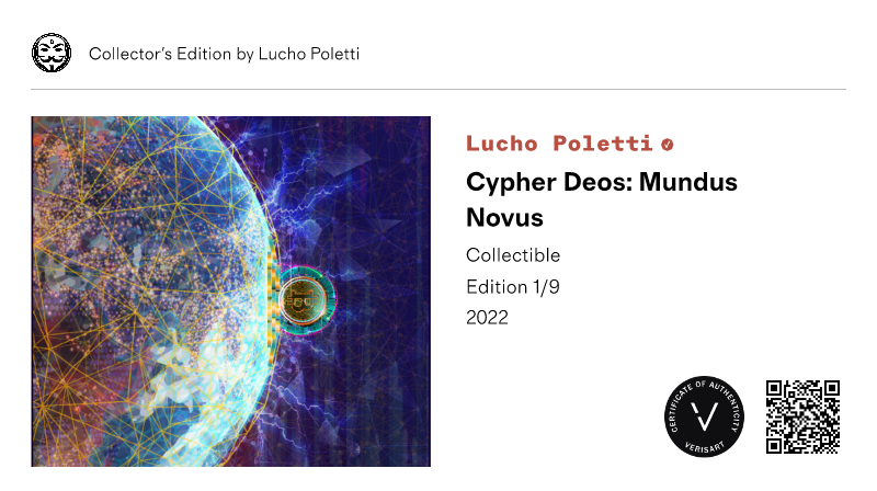 Lucho Poletti Cypher Deos Mundus Novus View Certificate