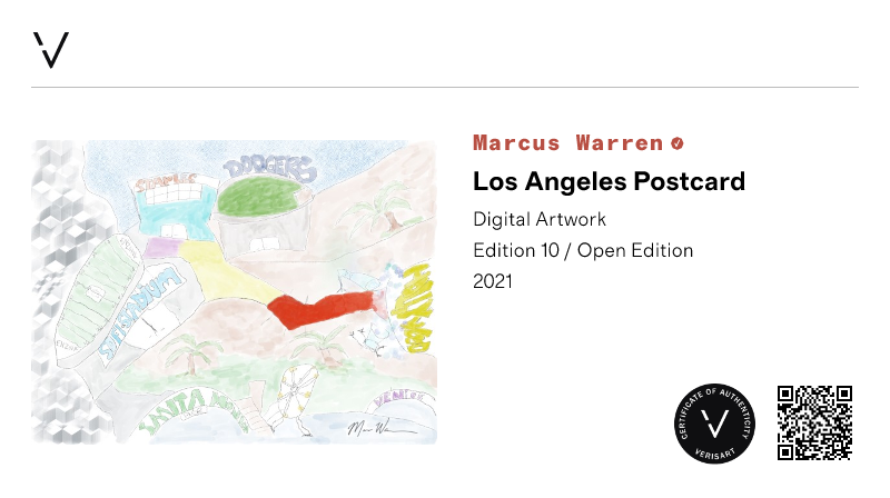 Marcus Warren | Los Angeles Postcard | View certificate