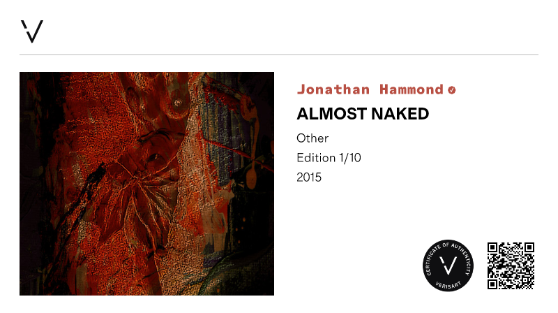 Jonathan Hammond ALMOST NAKED View Certificate