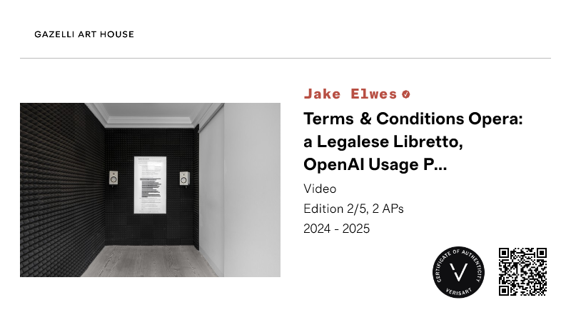 Jake Elwes | Terms & Conditions Opera: a Legalese Libretto, OpenAI ...