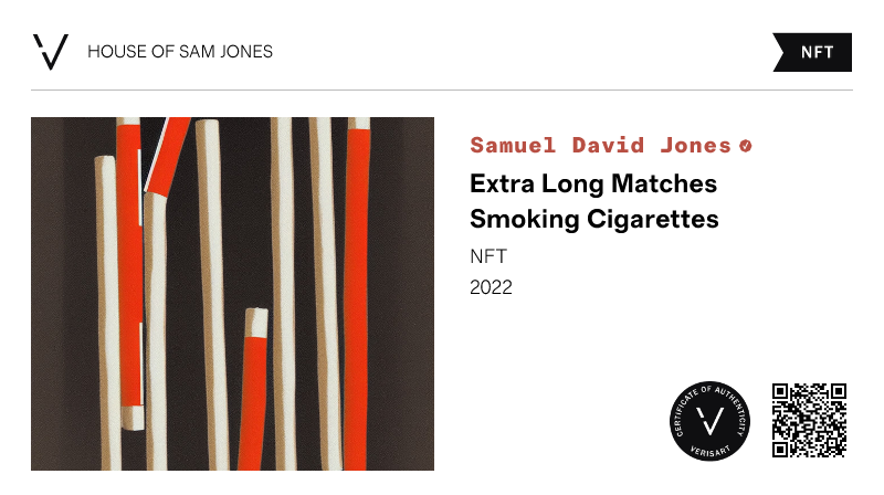 cigarettes nft Samuel David Jones | Extra Long Matches Smoking Cigarettes